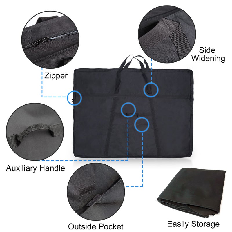 JJRING Dacron Light Weight Large Size Art Portfolio Tote Bag, 33'' x 43'' for 32'' x 42'' Black Carring Storage Case For Poster, Sketching and Drawing - Image 3
